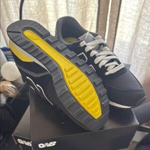 New Balance Figs Black white and Yellow Sneakers
